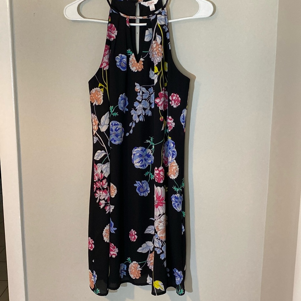Candies Halter black floral dress Y2K
